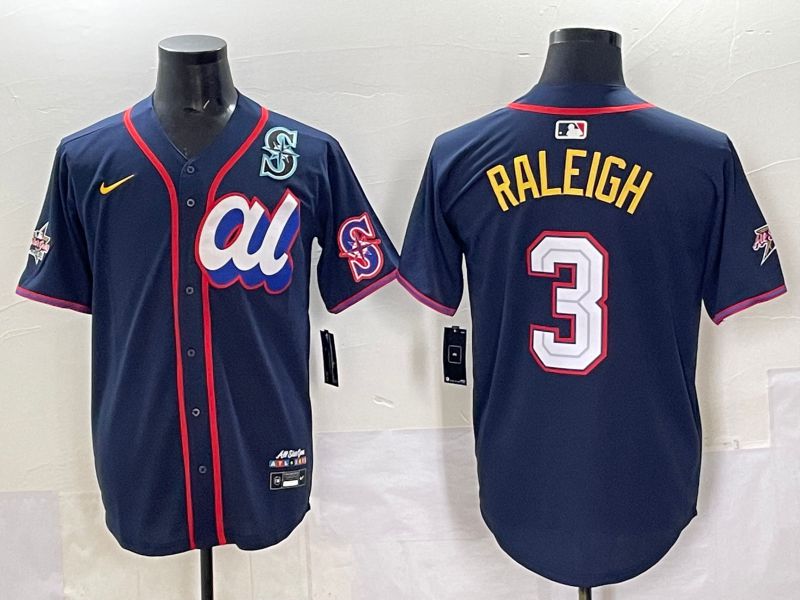 Men 2025 Seattle Mariners #3 Raleigh Drak Blue All star Nike MLB Jersey style 03